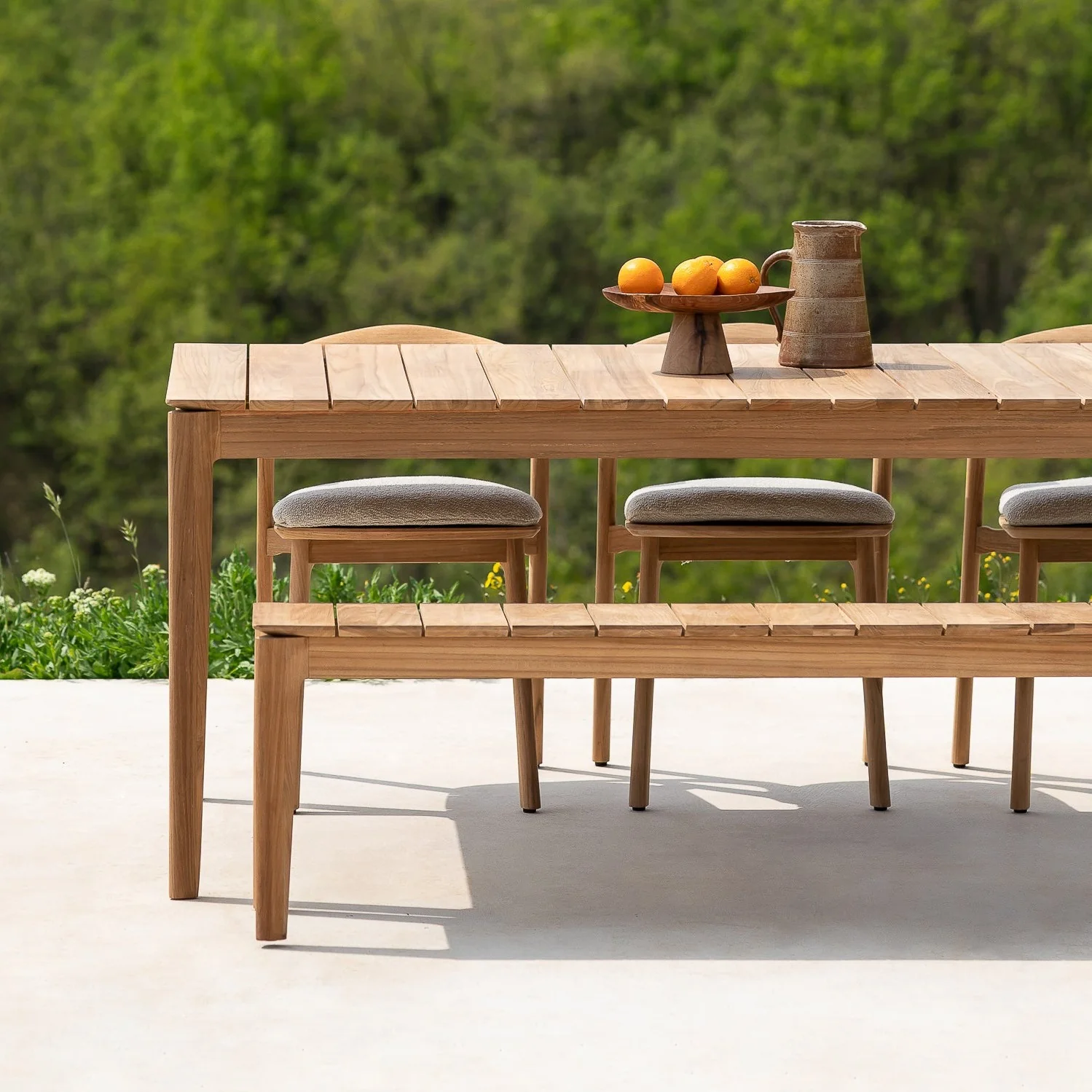 High-Performance Bok outdoor bench frame - teak - 2 seater Natural