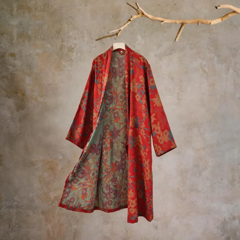 Innovative Ownkoti Pastoral Floral Jacquard Kimono Cotton Robe Authentic