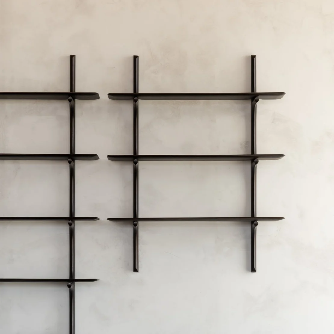 Elegant Pi Wall Shelf - varnished mahogany - dark brown - 3 shelves Enhanced