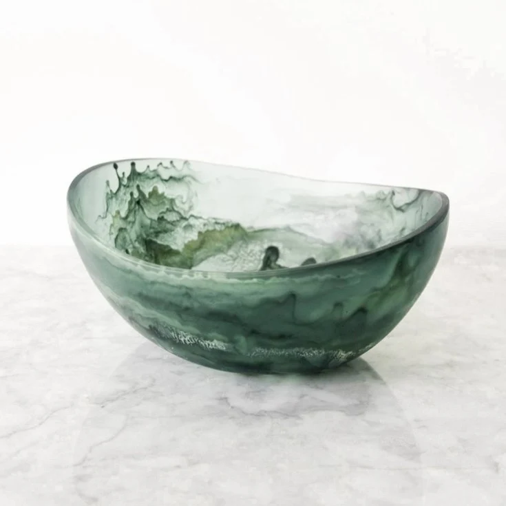 World-Class Handmade Resin Serving Bowl Moss Green