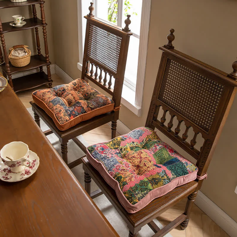 Sustainable Ownkoti Bohemian Patchwork Chair Pad with Secure Ties Practical
