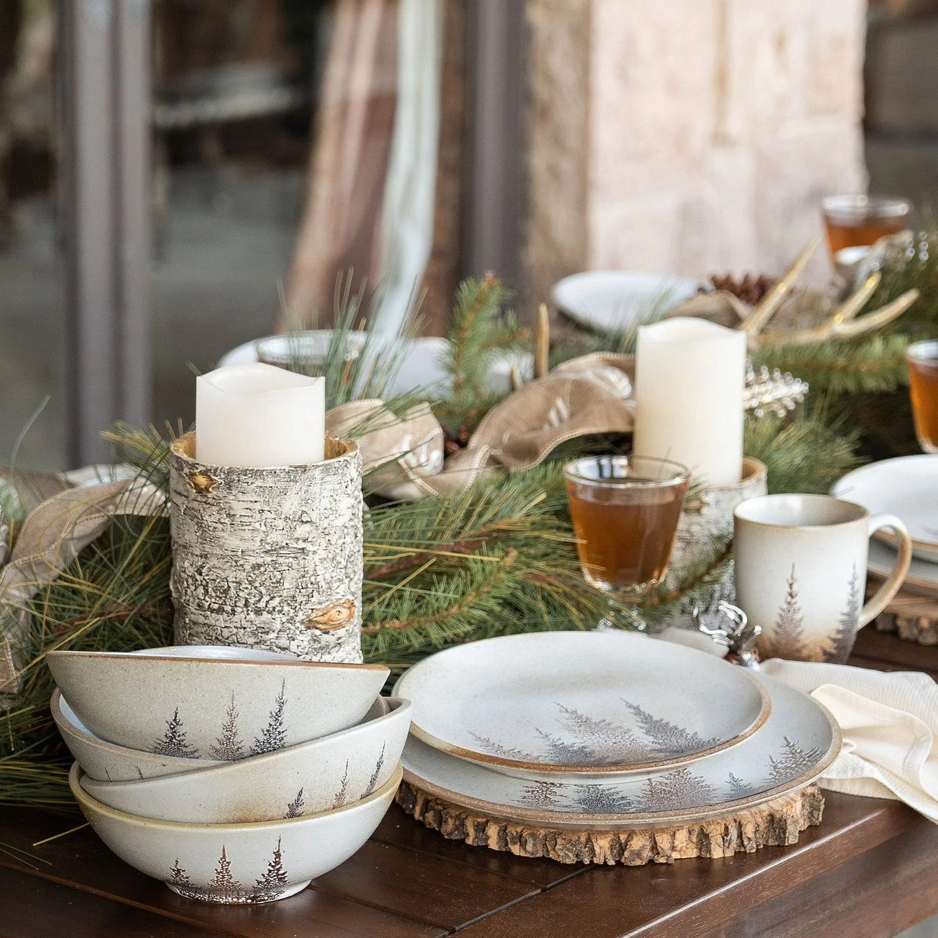 High-Quality Clearwater Pines Lodge Dinnerware amp Canister Set 19 Pc Prestigious