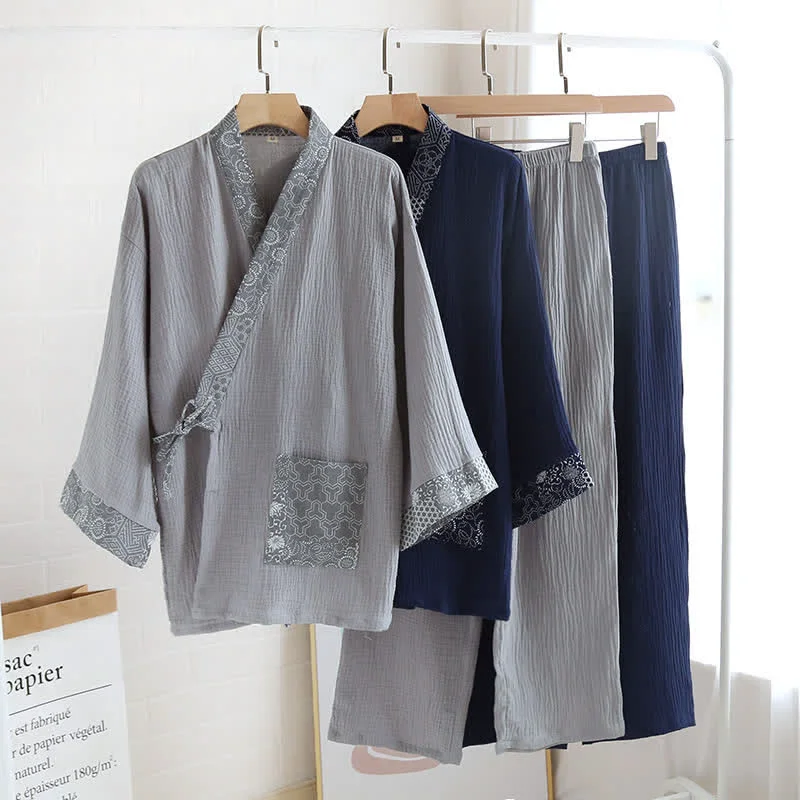 Certified Ownkoti Ethnic Style Cotton Gauze Kimono Pajamas Versatile