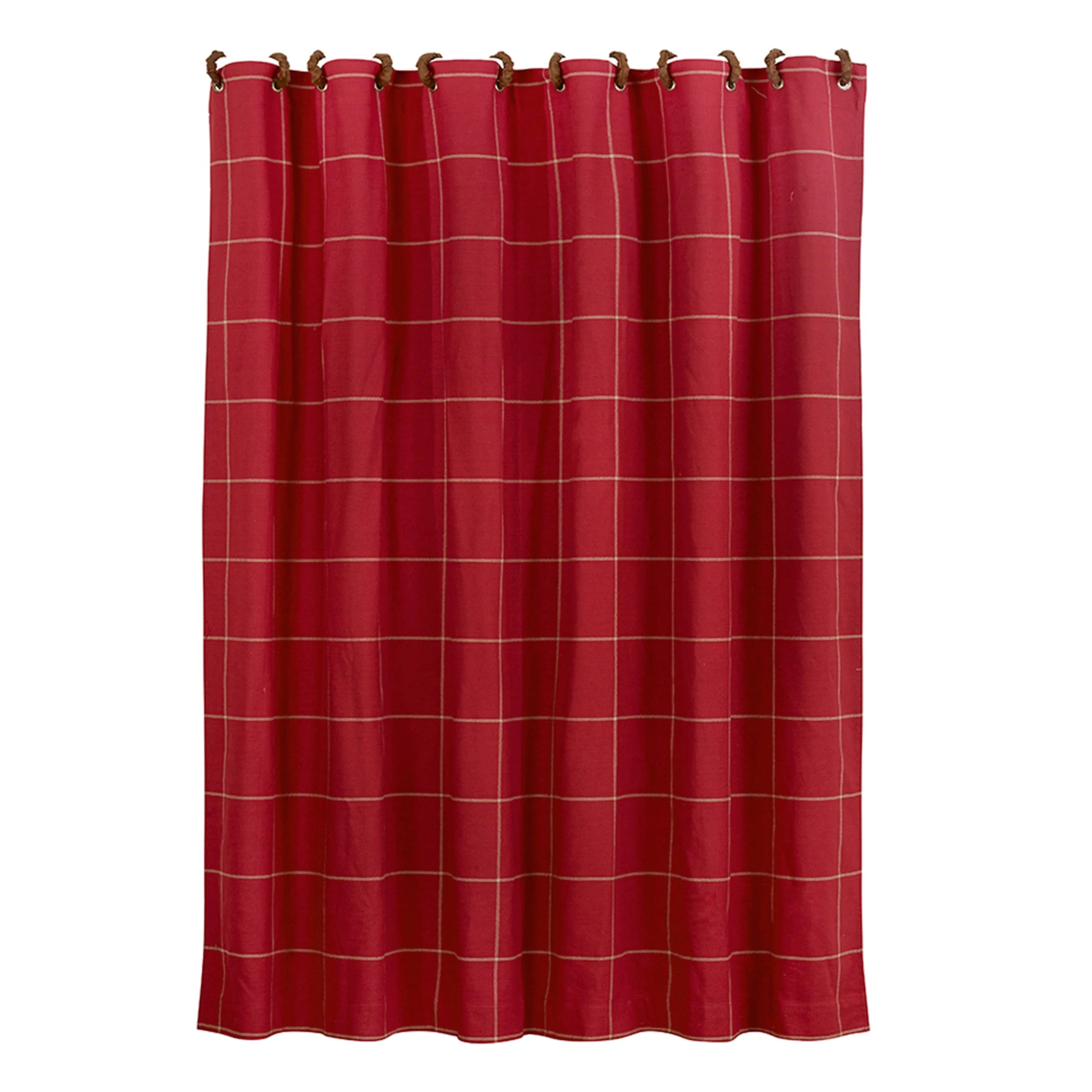 Dependable Red Windowpane Shower Curtain Genuine