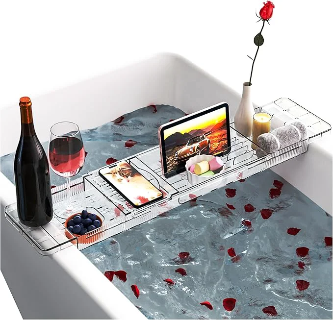 Trusted Yieach Luxury Tub Tray for Bathtub Expandable Plastic Bath Board Table Crafted