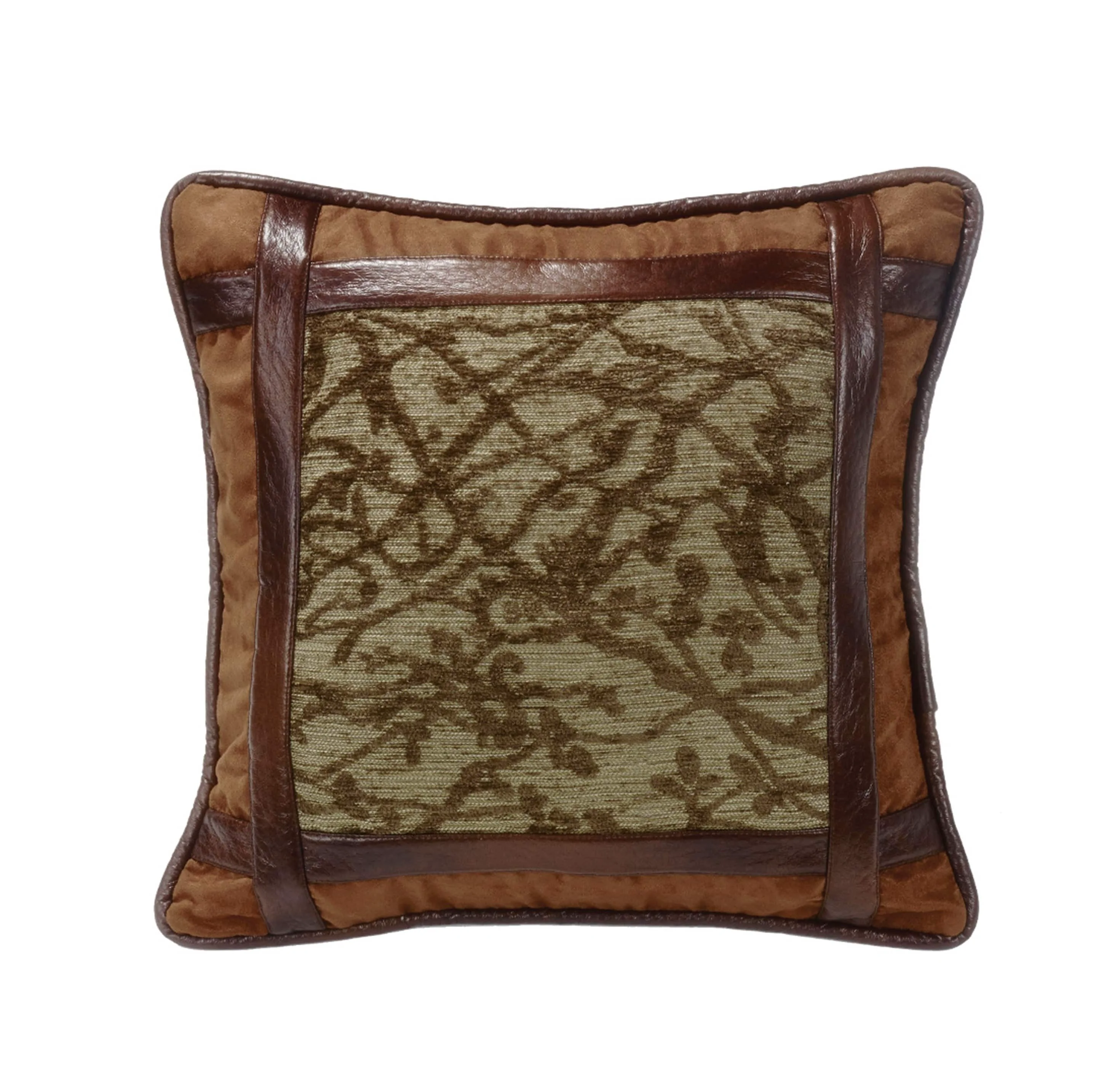 Luxury Highland Lodge Framed Tree Faux Leather Pillow Carefully Designed