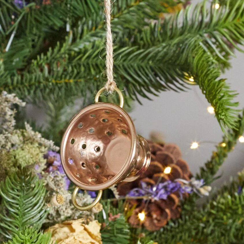 Practical Hammered Copper amp Gold Colander Ornament Secure