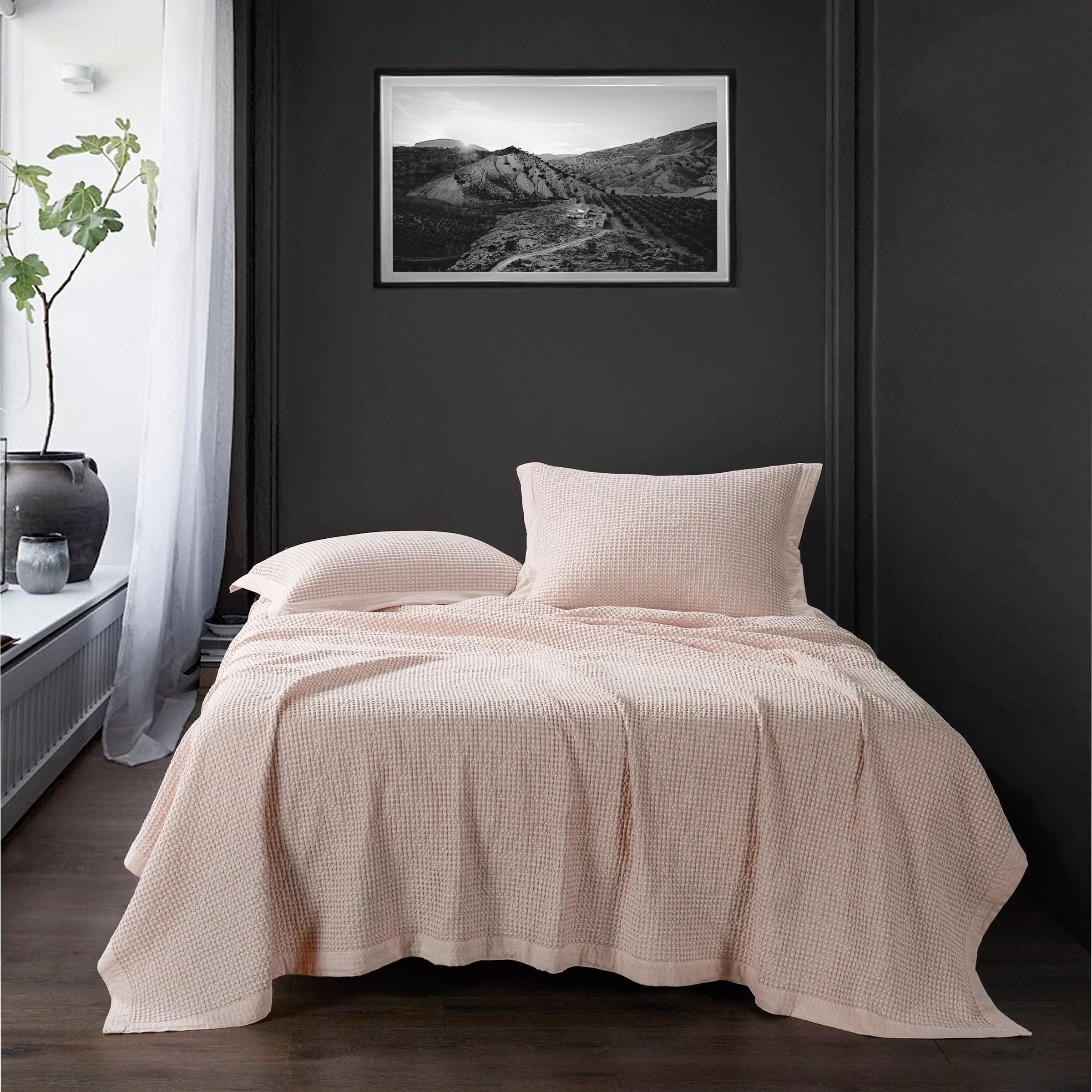 Outstanding Stonewashed Cotton Waffle Weave Coverlet Set 3 Pc Original