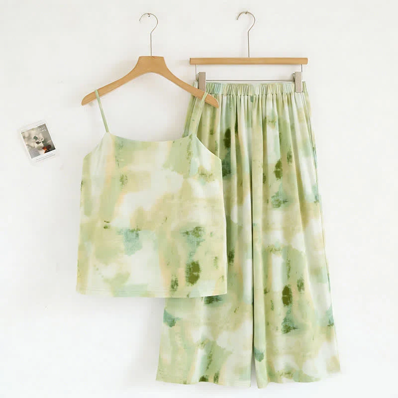 Fine Crafted Ownkoti Artistic Green Ink Print Camisole amp Pants Sleepwear Casual