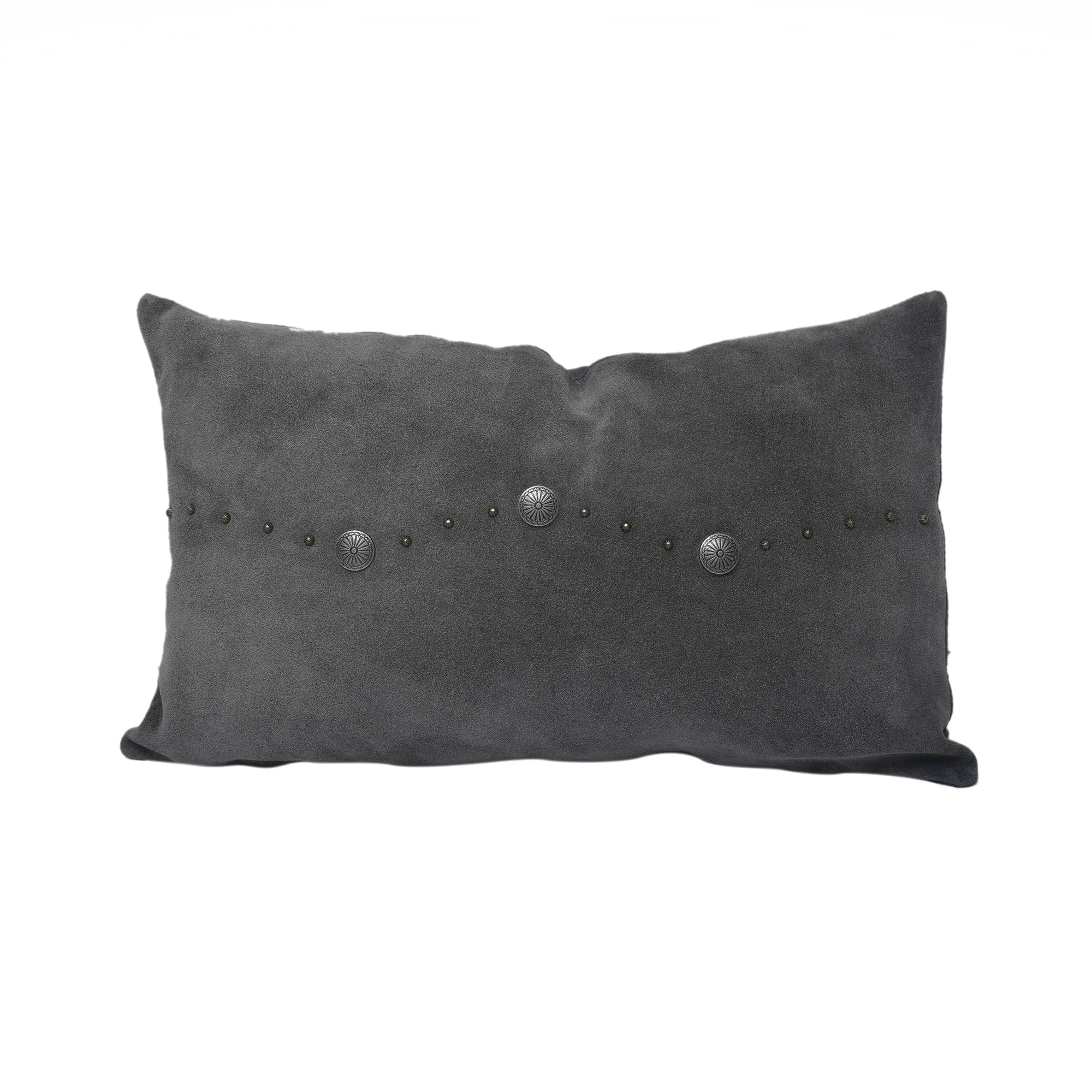 Elite Western Suede Antique Silver Concho amp Studded Lumbar Pillow Original Design