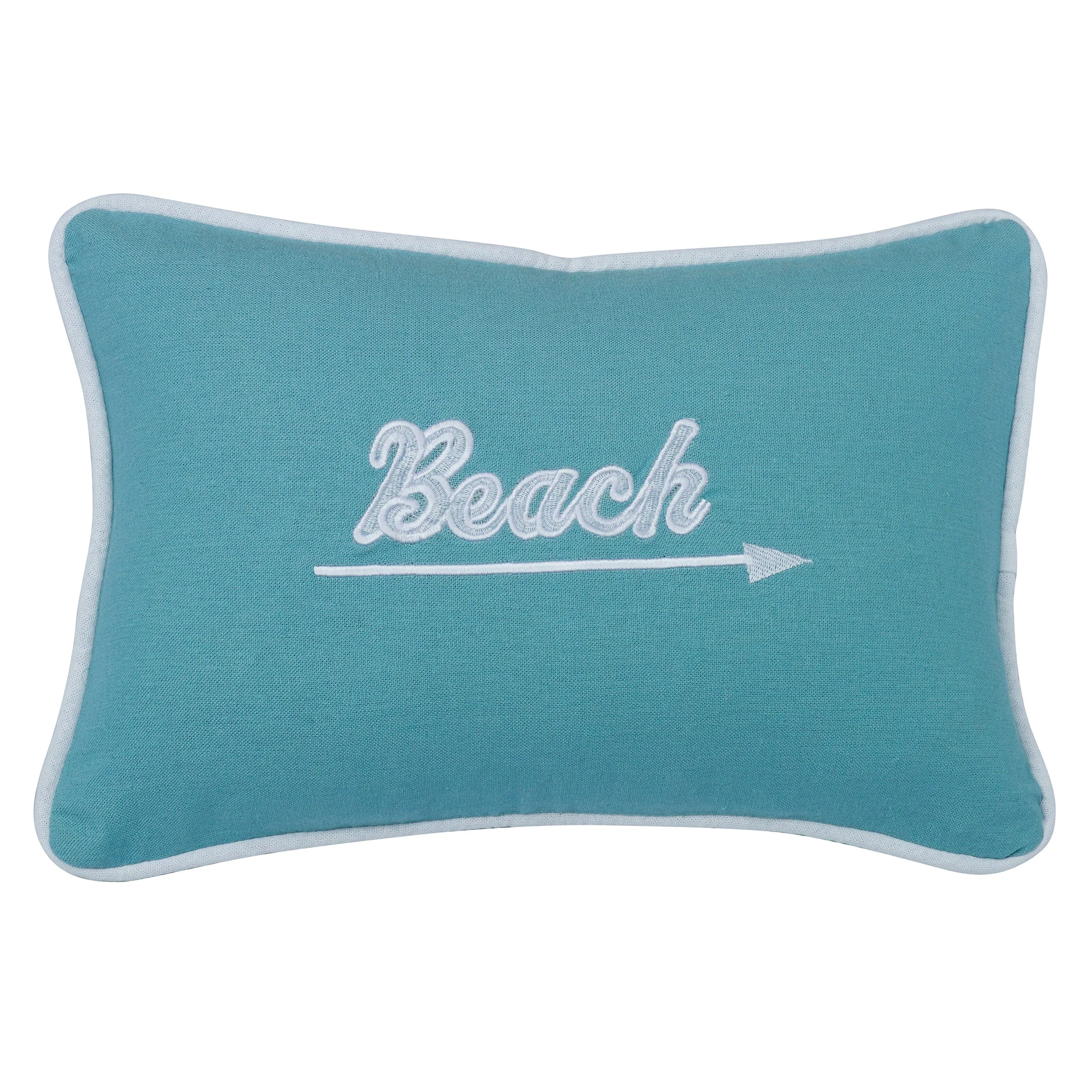 Natural Embroidered quot Beach quot Pillow Lightweight