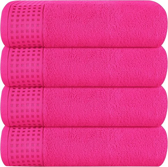 Breathable GLAMBURG Ultra Soft 4 Pack Oversized Bath Towel Set 27x54 inches Cotton Functional