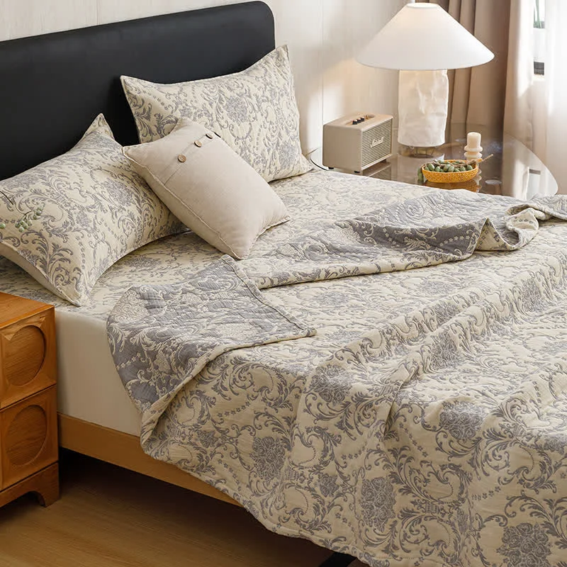 World-Class Ownkoti Vintage Cotton Triple-Layer Gauze Jacquard Quilt Blanket Artisan