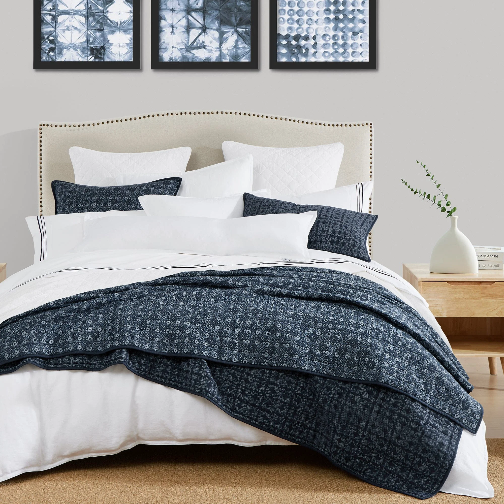 Trusted Indigo Reversible Quilt Set 2 Pc Crafted
