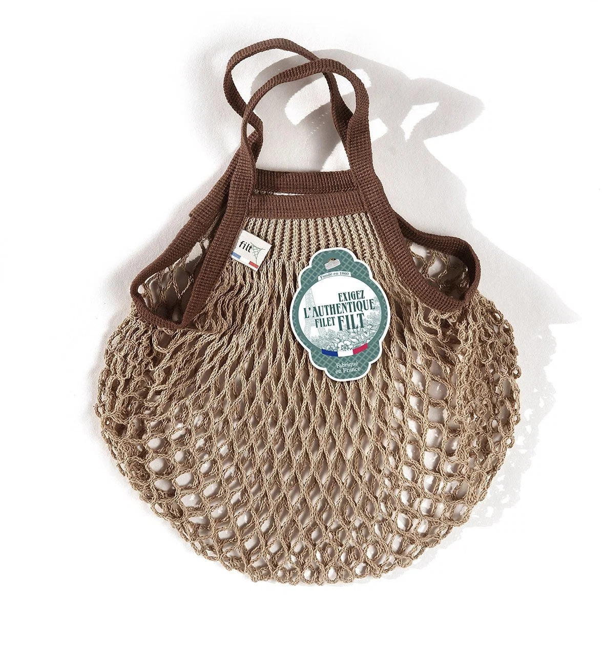 Solid Filt Beige Cotton Brown Handle Sack Mini Expertly Made
