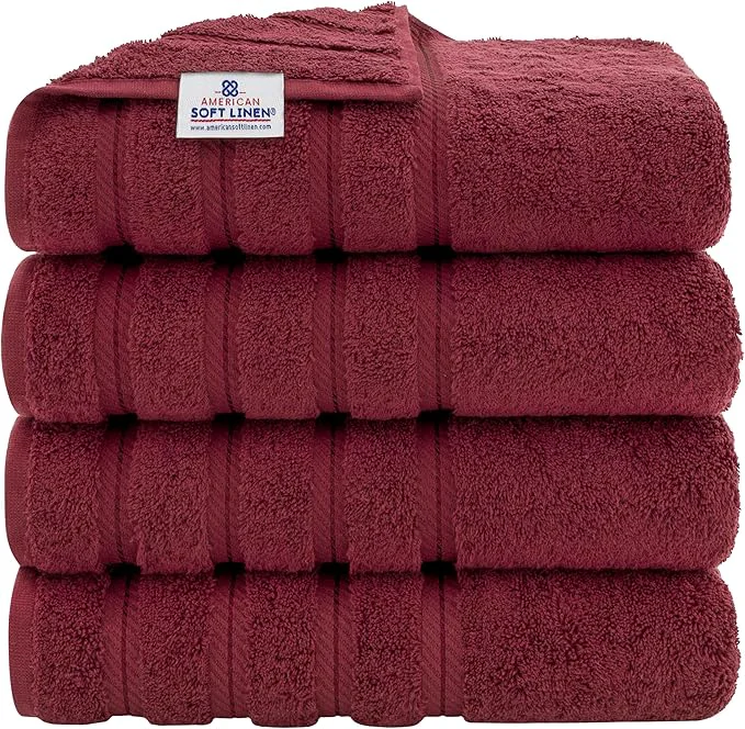 Versatile American Soft Linen Luxury 4 Piece Bath Towel Set 600 GSM Cotton Turkish Trusted