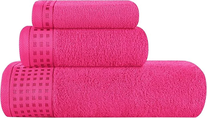 Refined GLAMBURG Ultra Soft 3 Pack Cotton Towel Set Contains a Bath Towel 28x55 inch Dependable