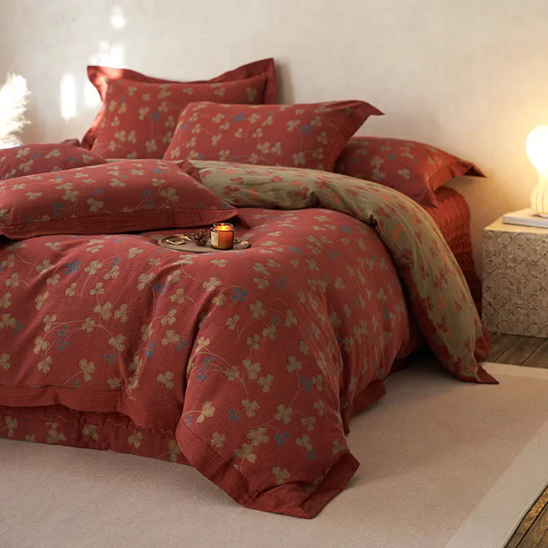Smart Ownkoti Country Style Floral Cotton Double Gauze Bedding 4PCS Unique