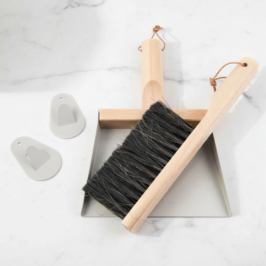Environmentally Friendly Andree Jardin quot Mr amp Mrs Clynk quot Gray Hand Brush Dustpan and Wall Hooks Solid