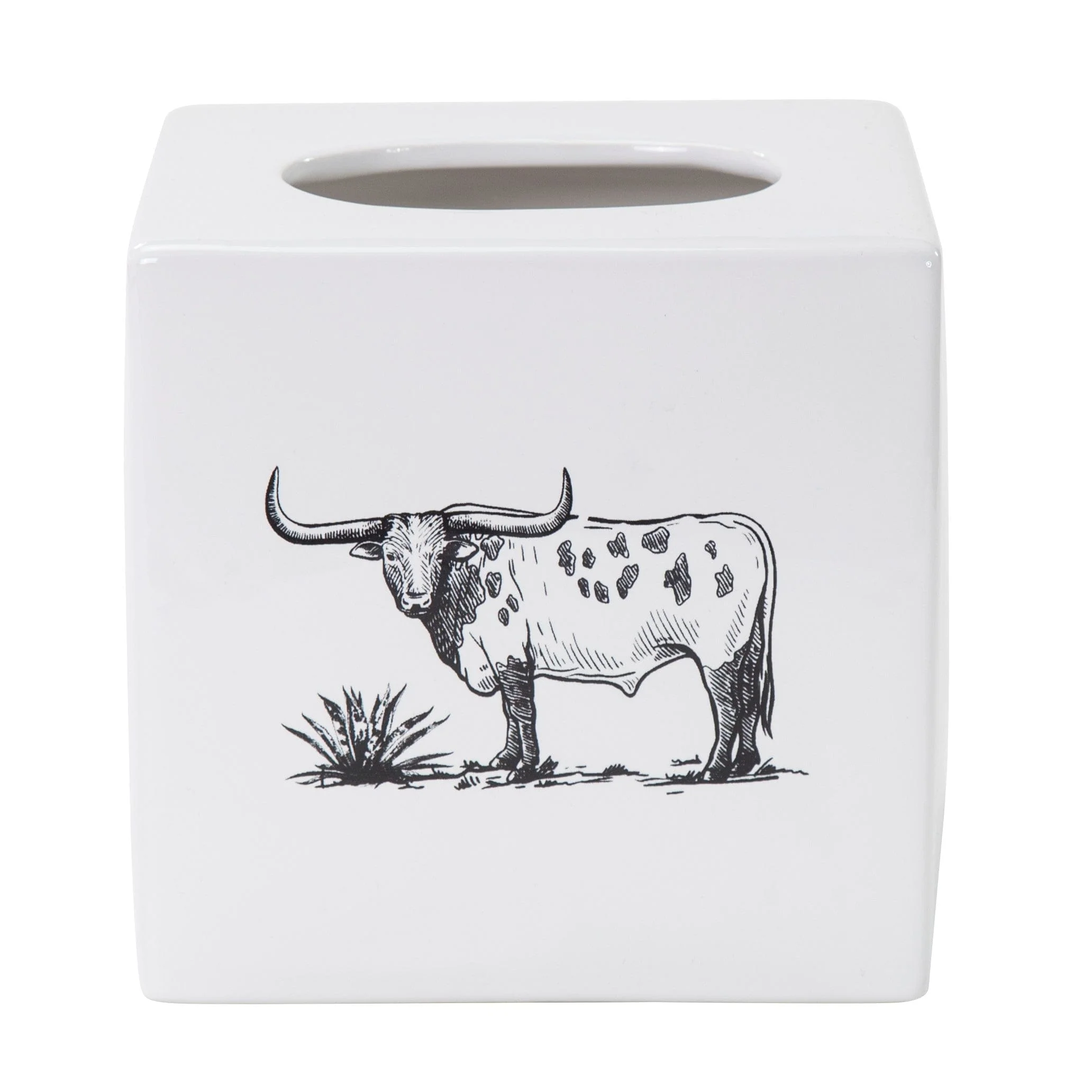 Organic Ranch Life Ceramic Tissue Box Cover Sophisticated