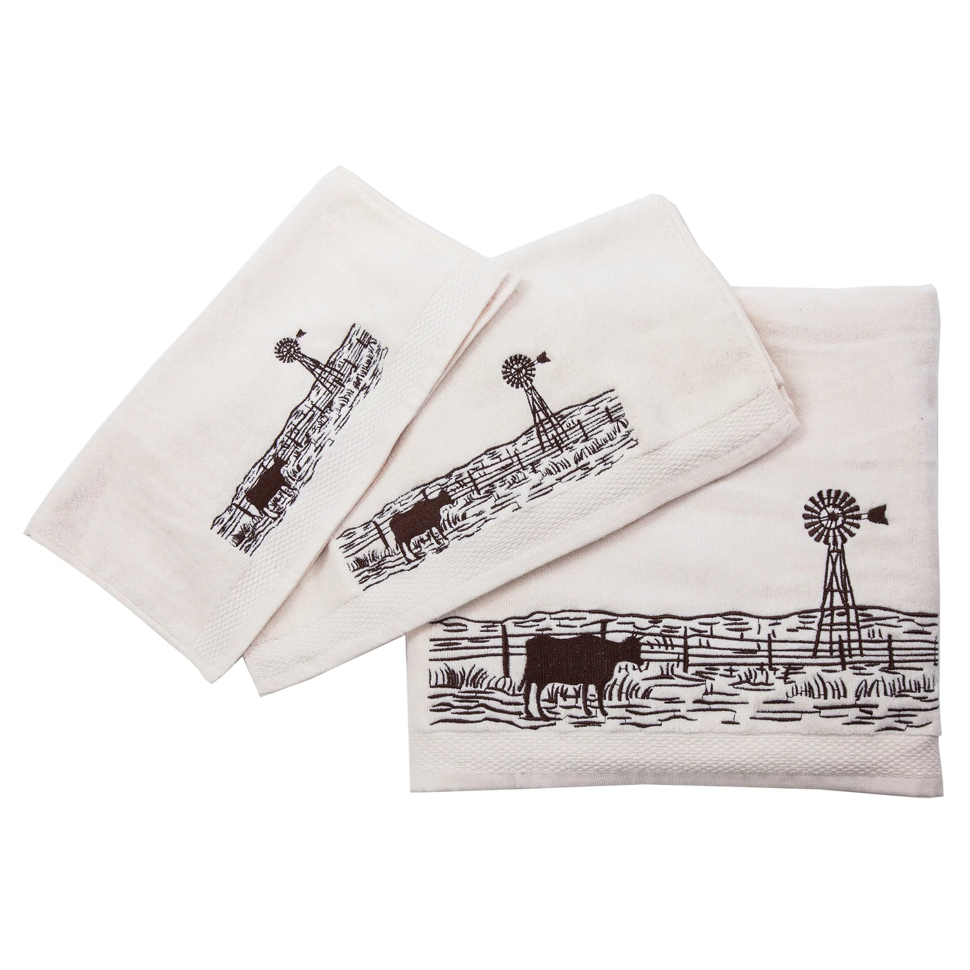Enhanced Jasper Embroidered Windmill Landscape Towel Set Healthy
