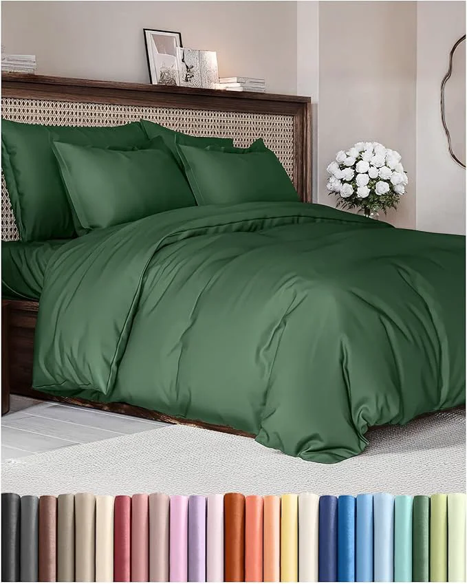 Clean Duvet Cover Cal King Size Set - Extra Soft Cal King Duvet Cover 104 quot x 98 quot with 2 Pillow Shams - Hotel Luxury Easy Care Fade w Zipper Closures amp Ties - Comfy Cozy amp Breathable Emerald Green Optimized