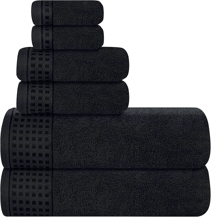 Versatile GLAMBURG Cotton Ultra Soft 6 Pack Towel Set Contains 2 Bath Towels 28x55 Premium