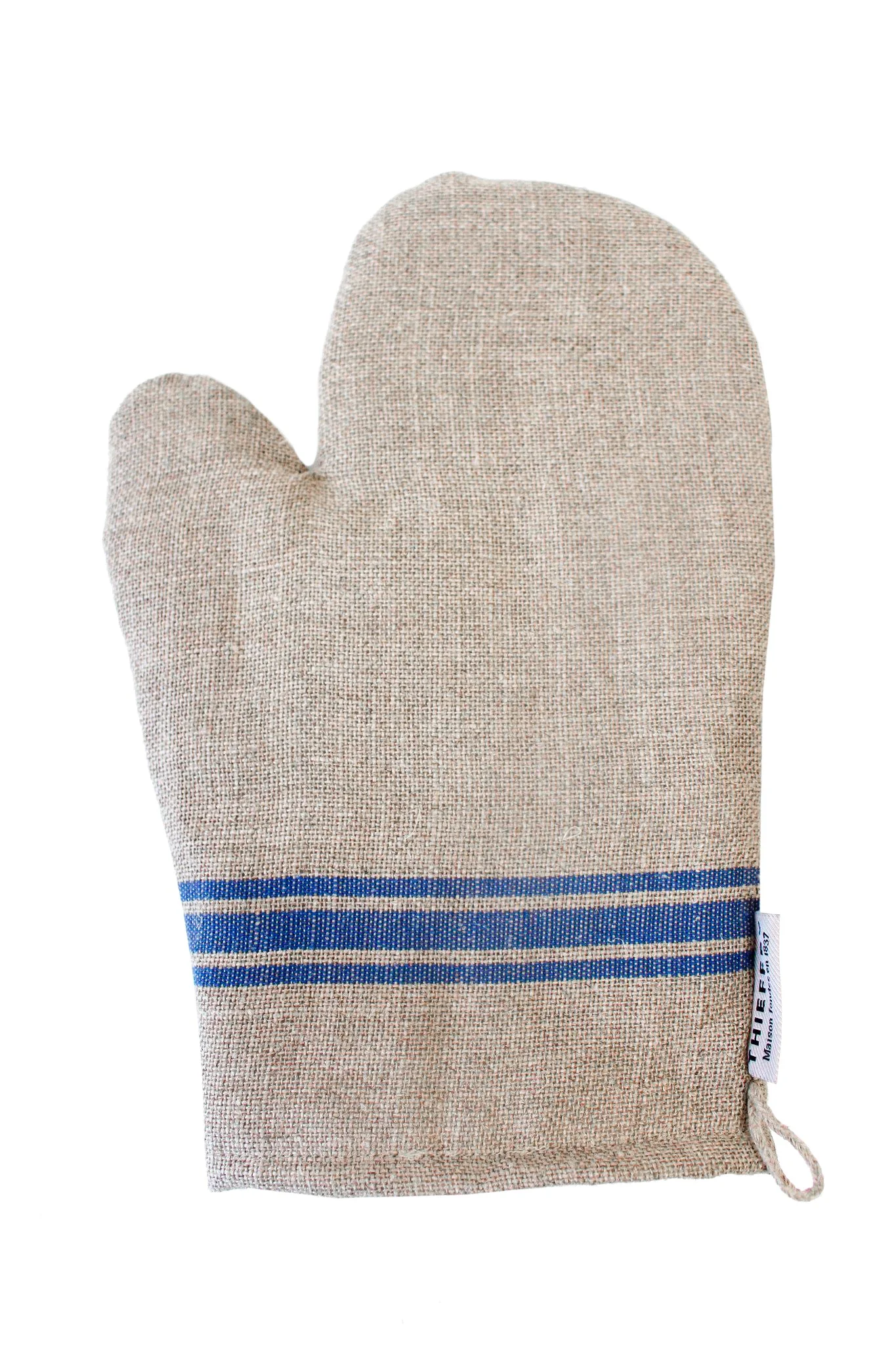 Elite Thieffry Belgian Linen Oven Mitt Blue User-Friendly