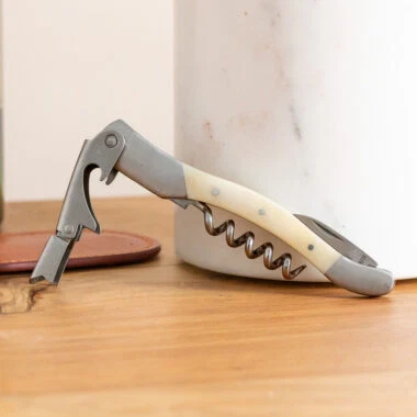 Functional Bone Corkscrew sm with Brown Leather Pouch Environmentally Friendly