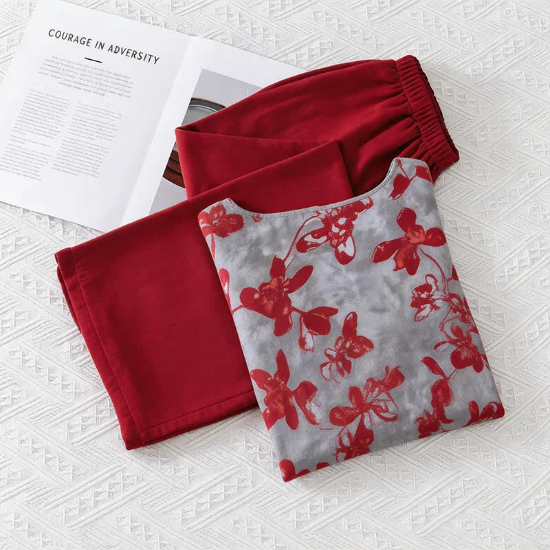 Optimized Ownkoti Vintage Floral Eastern-Inspired Loungewear Set First-Class