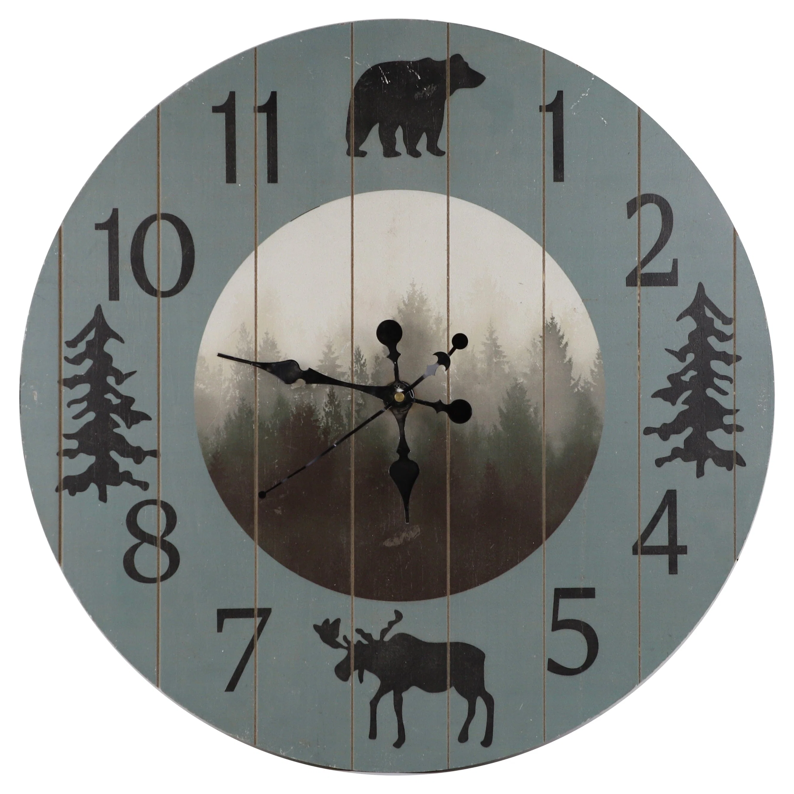 Premium Material Foggy Forest Rustic Lodge Wall Clock Powerful