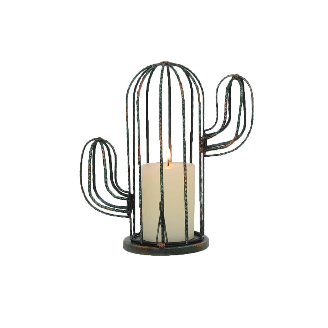 Enhanced Cactus Cage Pillar Candle Holder Specialty