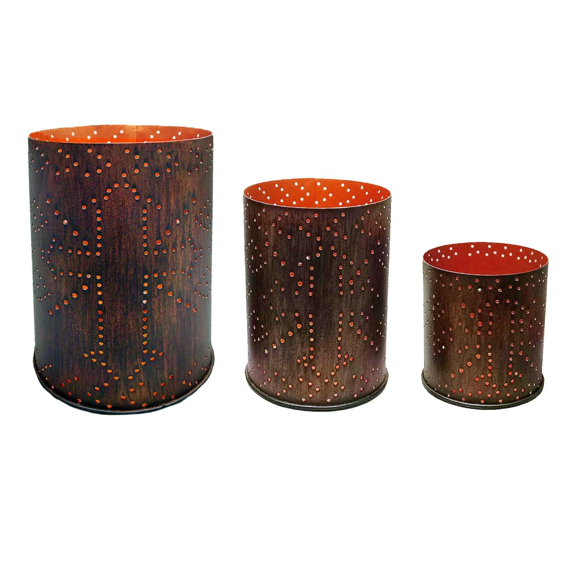 Exceptional Cross Distressed Metal Cylinder Pillar Candle Holder Set Superior