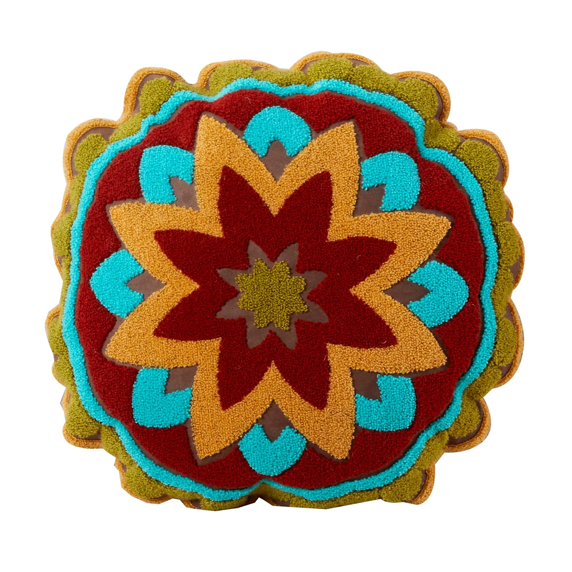 Authentic Tammy Crewel Embroidery Round Box Throw Pillow Relaxed