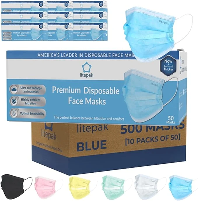 Proven Litepak 500pcs Premium Disposable Face Mask SOFT 3ply Nose Wire Contemporary