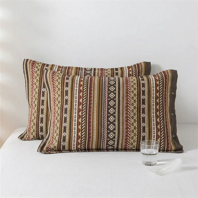 Exceptional Ownkoti Bohemia Button Pure Cotton Pillowcases 2PCS Healthy