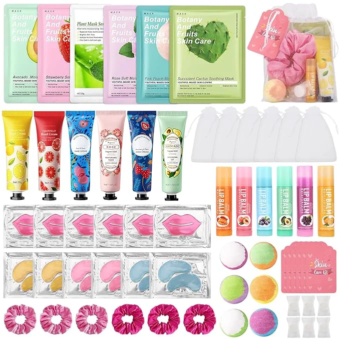 Official 60PCS Spa Party Supplies for Girls Include Facial Masks Lip Mask Under Eye Selected
