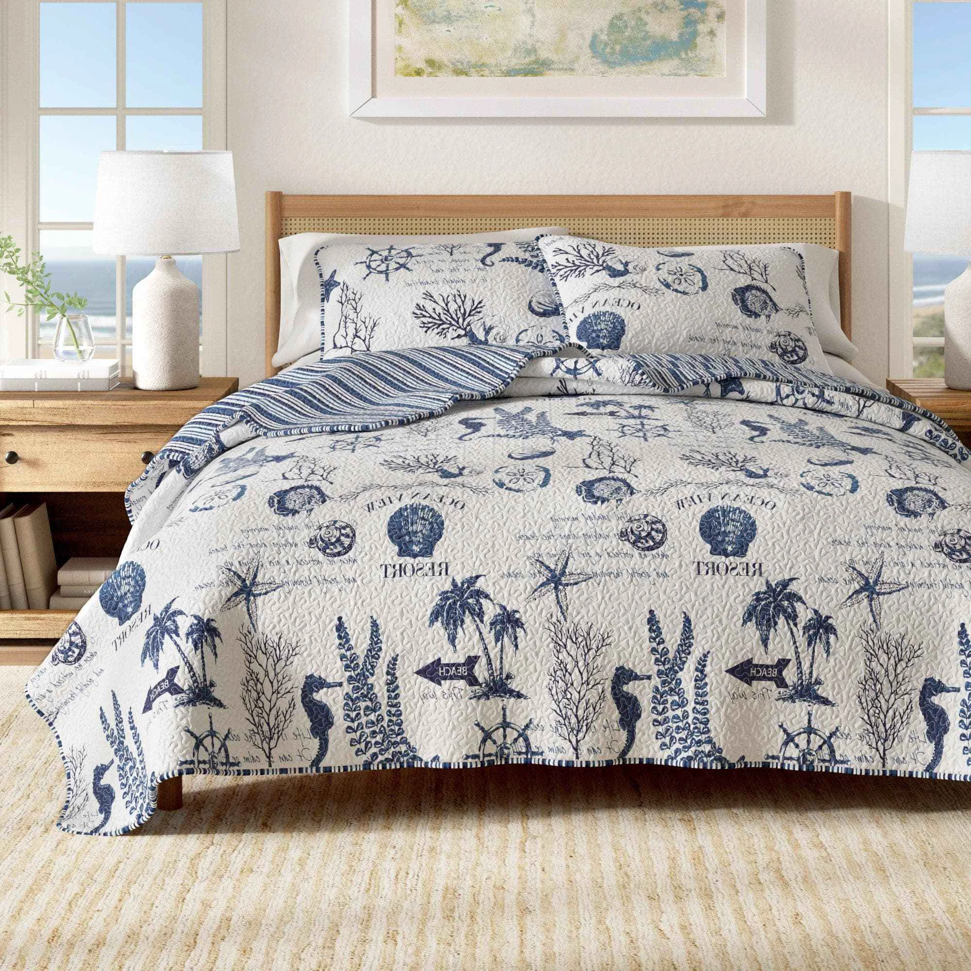 Green 3-Piece Coastal Quilt - Catalina Collection Clean