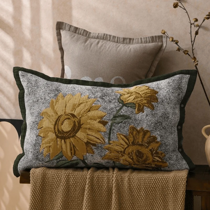 Advanced Ownkoti Pure Cotton Jacquard Sunflower Pillowcases 2PCS Artisan