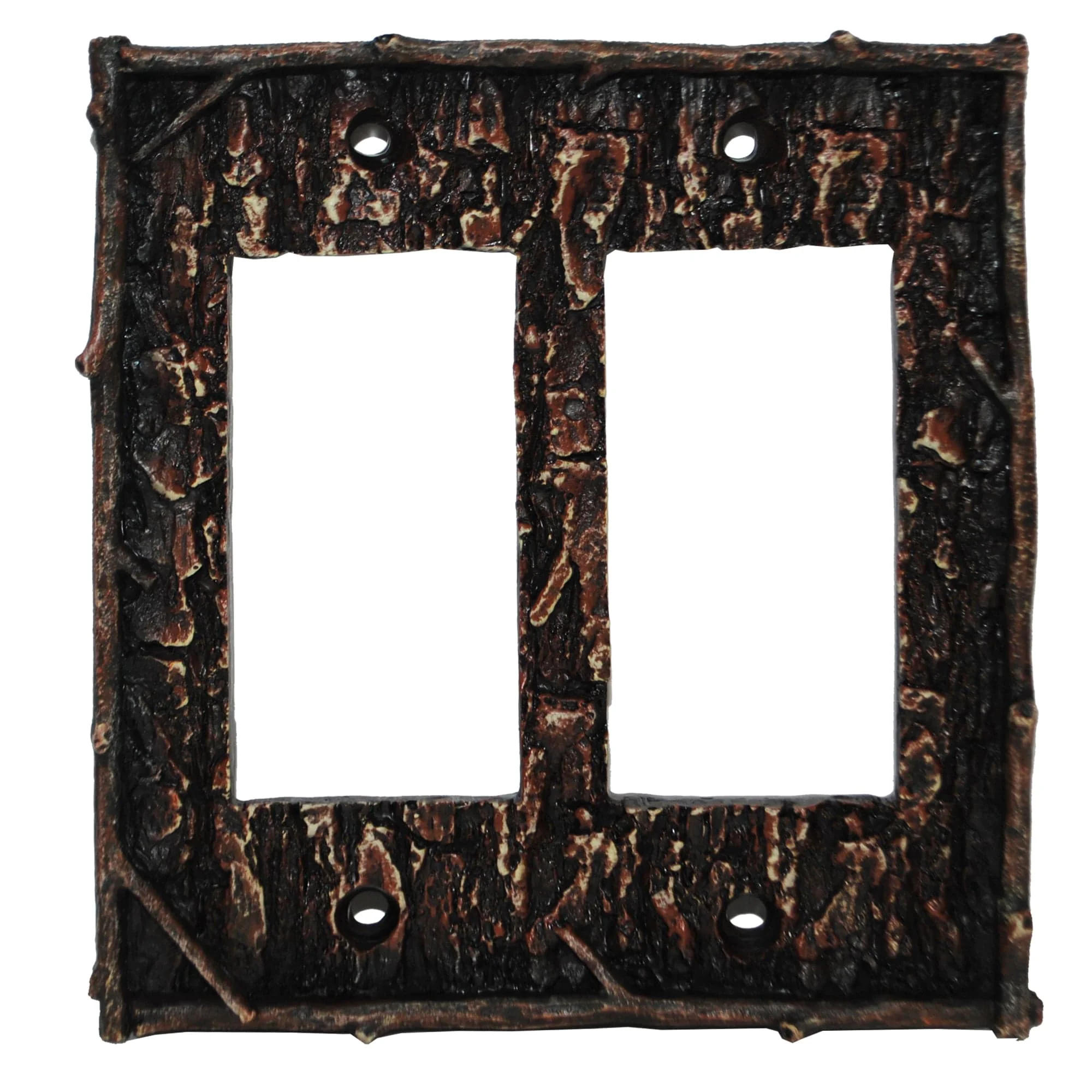 Versatile Pine Bark Double Rocker Wall Switch Plate Unique