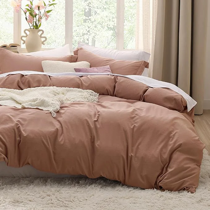 Certified Bedsure Mocha Mousse Duvet Cover Full Size - 3 Pieces Prewashed Extra Soft Cotton-Like Polyester Bedding Set Includes 1 Duvet Cover 80x90 Inches with Zipper Closure amp 2 Pillow Shams No Comforter Artisan