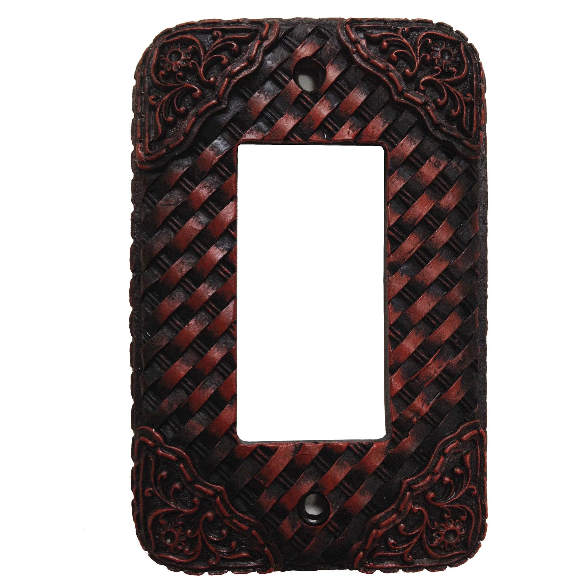 Advanced Tooled Resin Weaver Single Rocker Wall Switch Plate Secure
