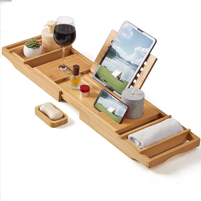 Classic XcE Bamboo Bathtub Caddy Tray Stylish