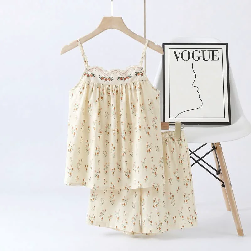 Professional Ownkoti Ditsy Floral Cotton Double Gauze Cami Pajamas Verified