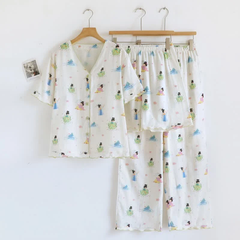 Sustainable Ownkoti Vintage Oriental Princess Inspired Cotton Pajamas 3PCS Exceptional