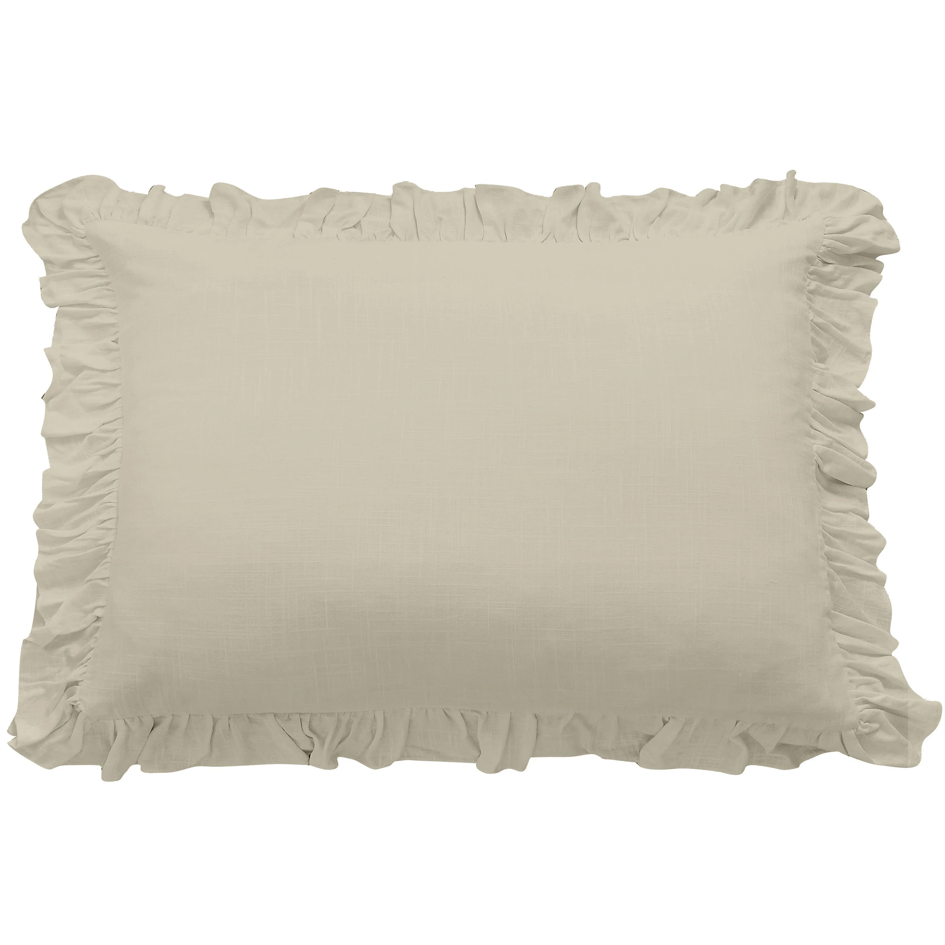 Top-Quality Lily Washed Linen Ruffled Dutch Euro Pillow Authentic