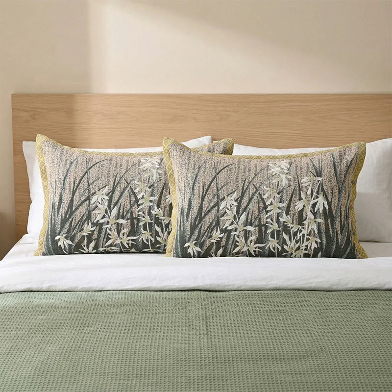 Reliable Ownkoti Orchid Floral Button Cotton Pillowcases 2PCS Durable