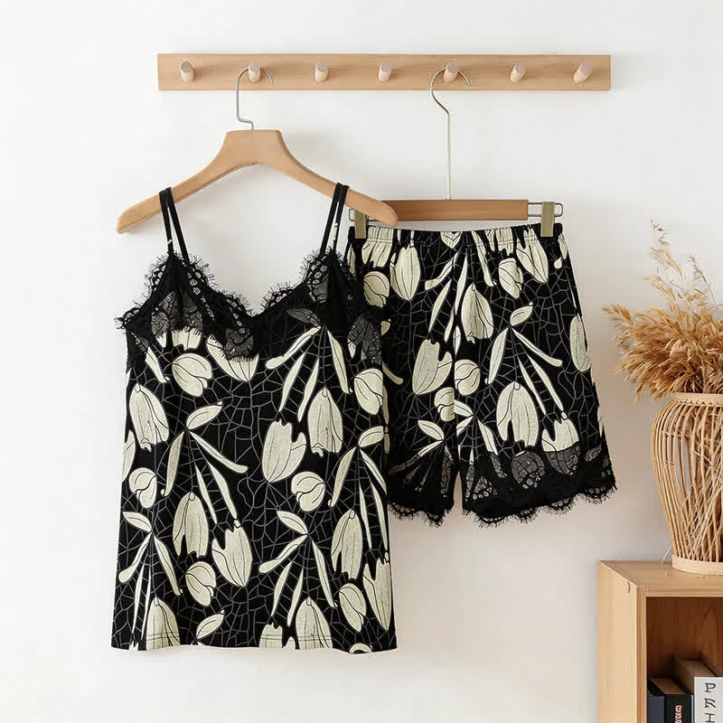 Pure Ownkoti Abstract Floral Cotton Cami amp Shorts Pajamas Enhanced