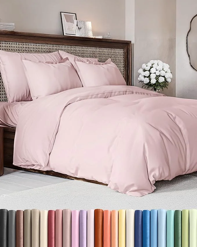 Carefully Designed Duvet Cover Cal King Size Set - Extra Soft Cal King Duvet Cover 104 quot x 98 quot with 2 Pillow Shams - Hotel Luxury Easy Care Fade w Zipper Closures amp Ties - Comfy Cozy amp Breathable Lavender Pink Powerful