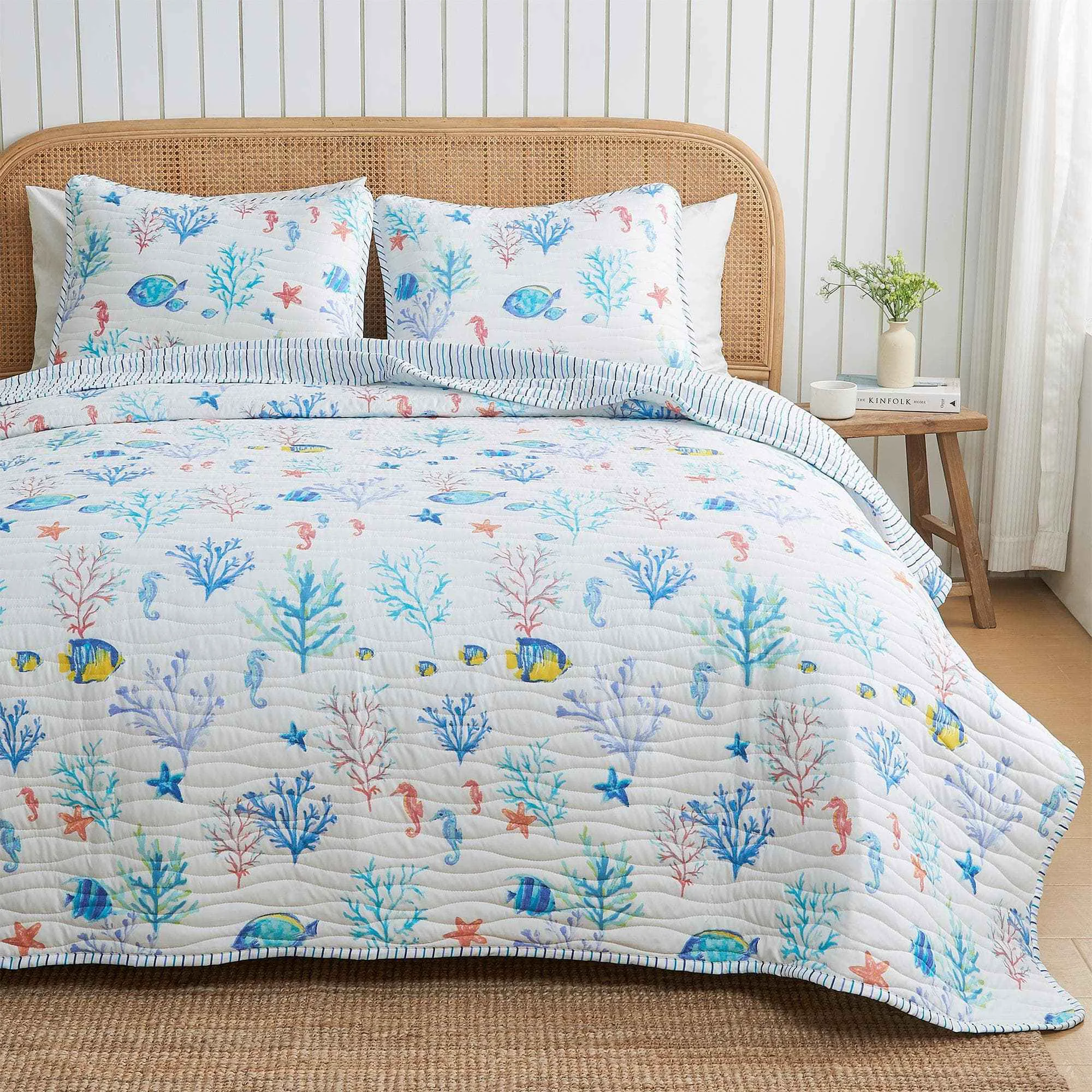 First-Class Colorful Coastal Seascape Quilt Set - Ryanne Collection Soft